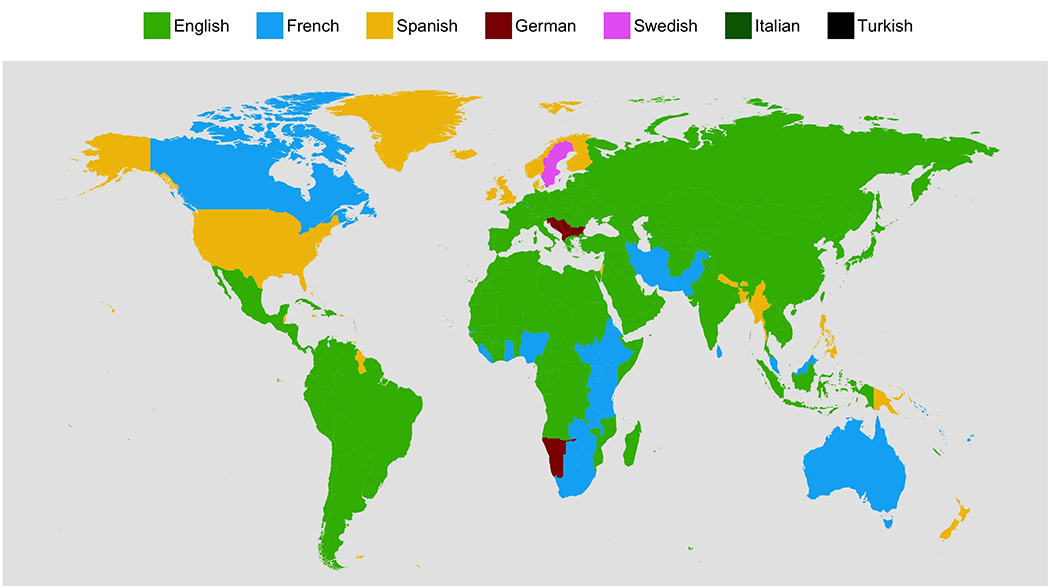 世界說(shuō)英語(yǔ)的國(guó)家分布圖 世界說(shuō)英語(yǔ)的國(guó)家分布圖